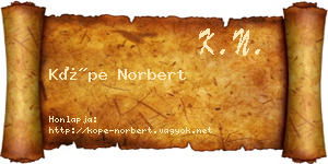 Köpe Norbert névjegykártya